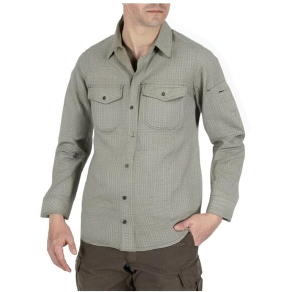 5.11 Tactical Men's Gray Striped Dual Chest Pockets Long Sleeve Shirt Size Small - Picture 1 of 16